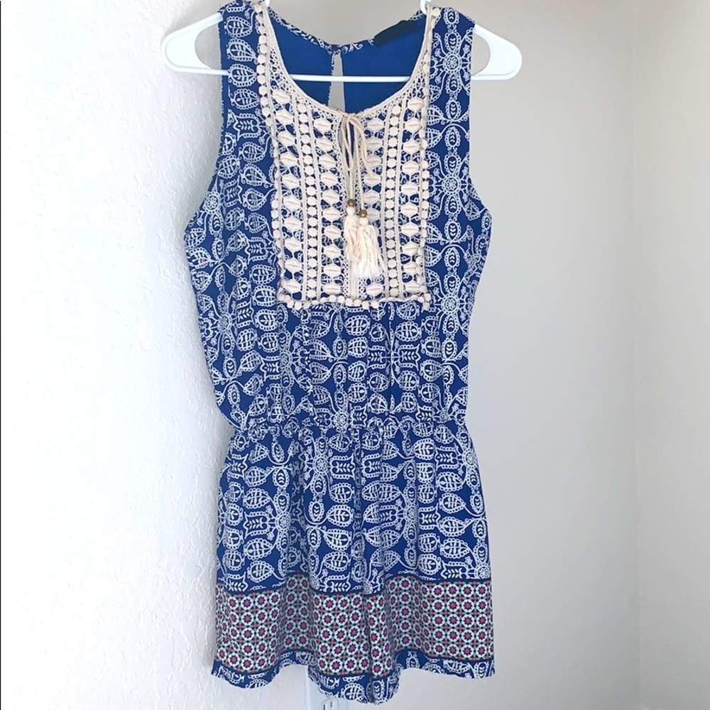 Royal Blue Print Romper